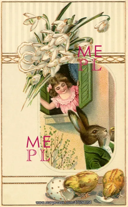  : Girl peeking at the Easter Bunny