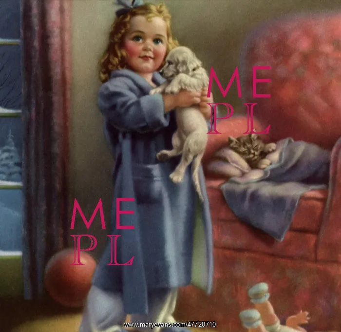  : Girl and Pets on Stairs