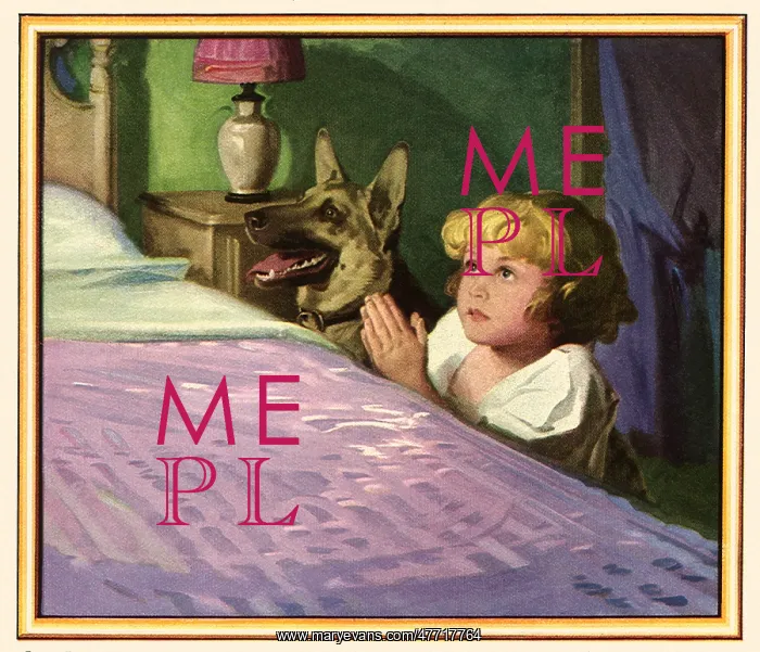 : Girl Praying with Dog : Girl Praying with Dog
