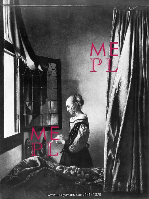 : Girl Reading a Letter at an open window : Girl Reading a Letter at an open window