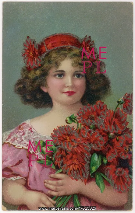 : GIRL WITH RED FLOWERS : GIRL WITH RED FLOWERS