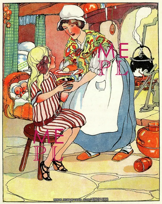  : Girl being served supper
