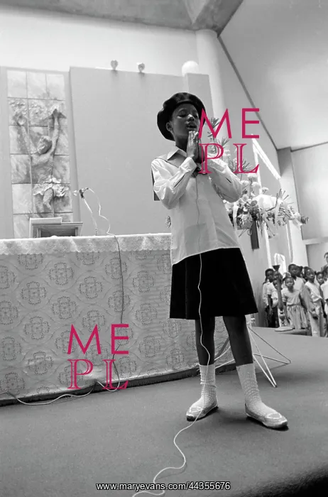: Girl singing at a service conducted by Bishop Tutu : Girl singing at a service conducted by Bishop Tutu