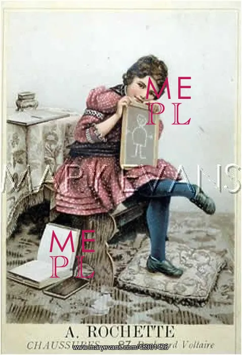 : GIRL WITH SLATE 1890S : GIRL WITH SLATE 1890S
