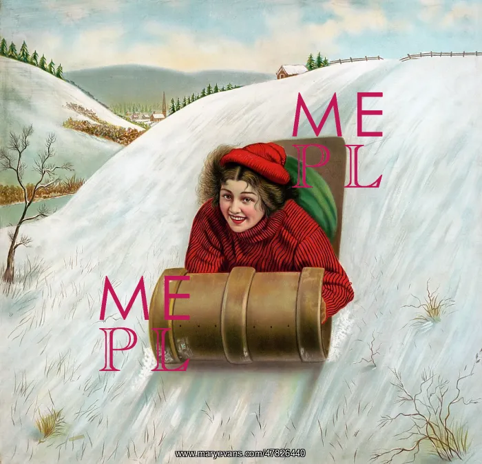 : Girl Sledding, circa 1890 : Girl Sledding, circa 1890