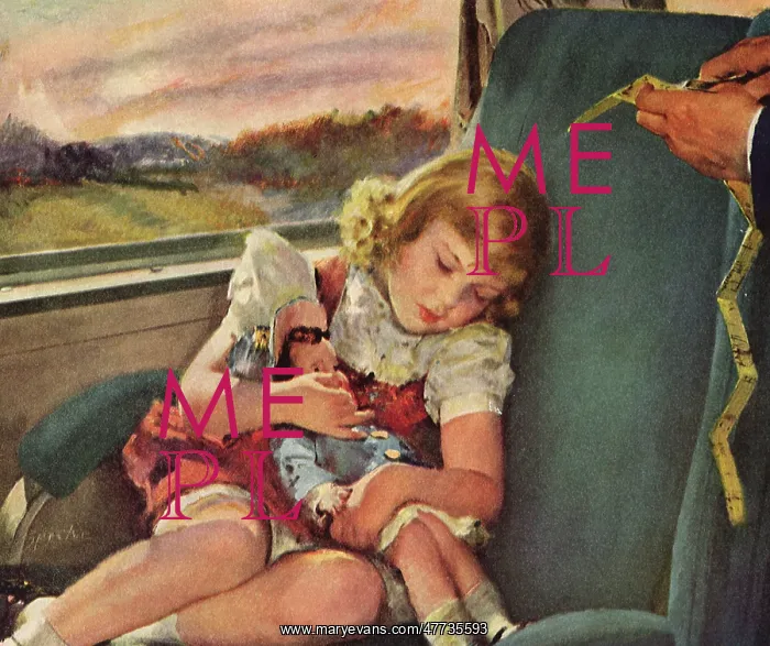  : Girl Sleeping with Doll on Train