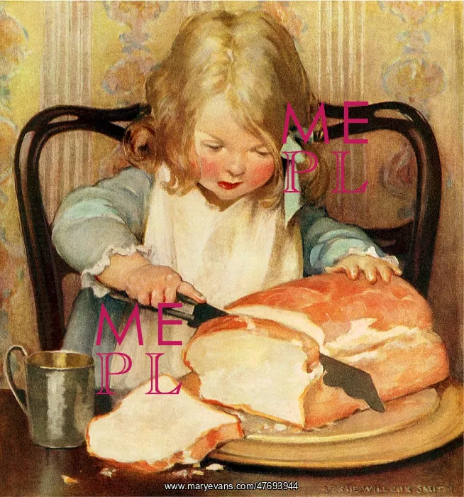 : Girl Slicing Bread : Girl Slicing Bread