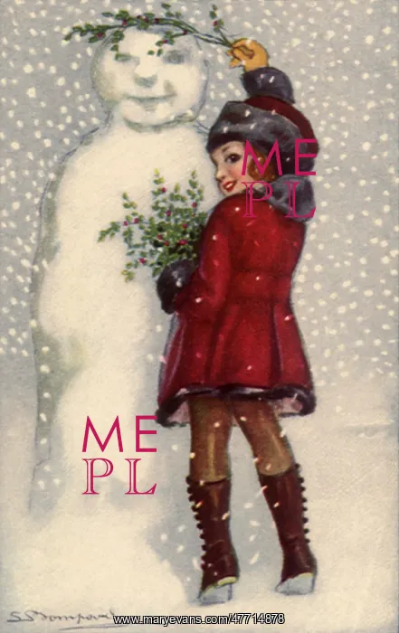 : Girl and Snowman : Girl and Snowman