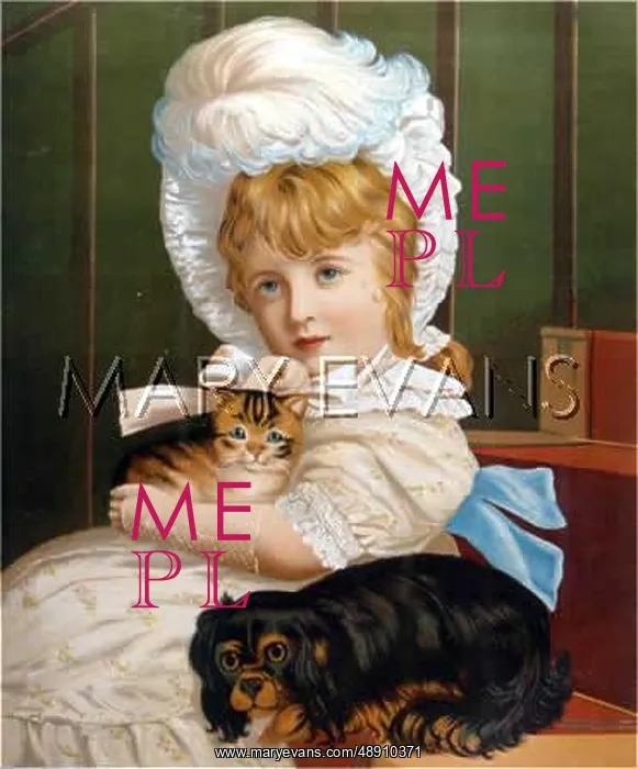: GIRL WITH SPANIEL : GIRL WITH SPANIEL