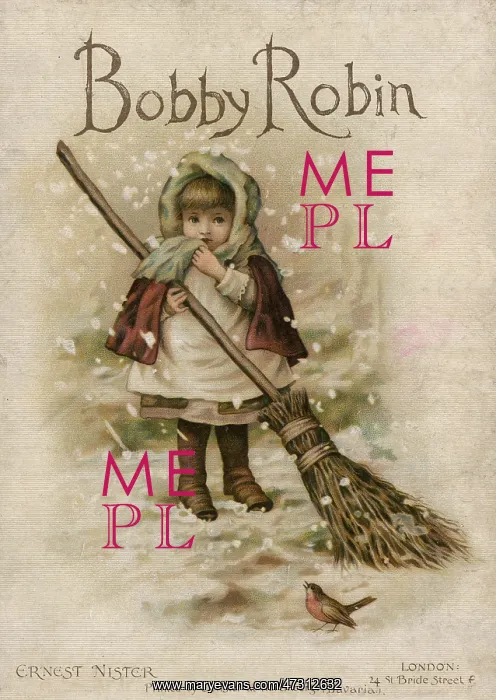 : GIRL SWEEPS SNOW C1886 : GIRL SWEEPS SNOW C1886