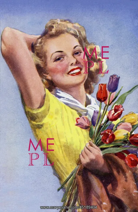  : Girl and tulips