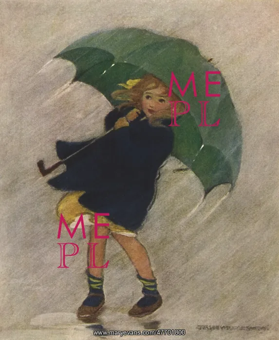 : Girl with Umbrella in Rain : Girl with Umbrella in Rain
