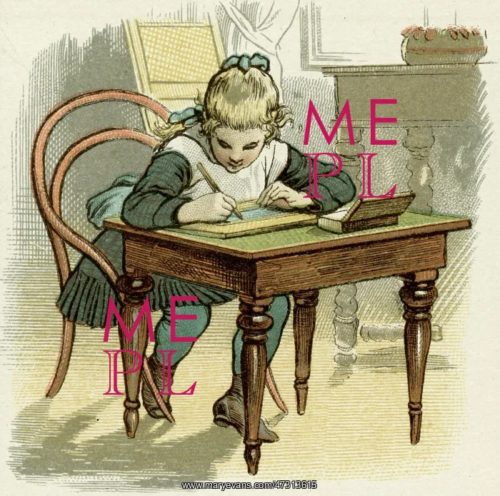  : GIRL WRITES AT TABLE