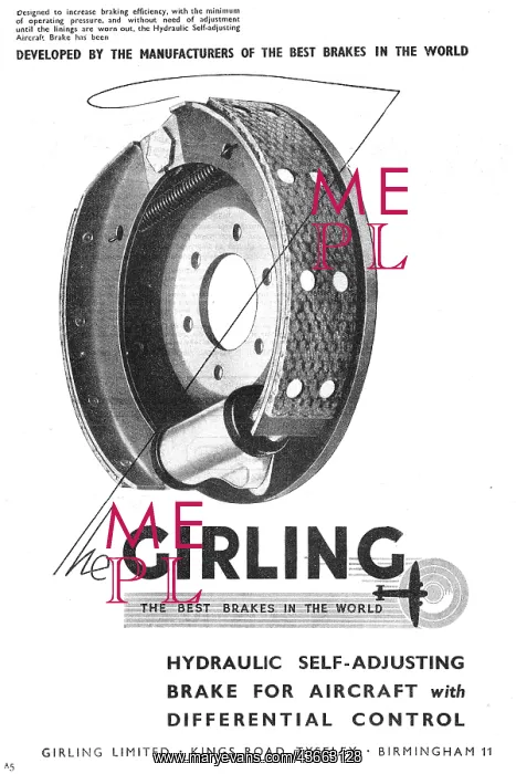 : Girling Aircraft Brakes 1949 : Girling Aircraft Brakes 1949