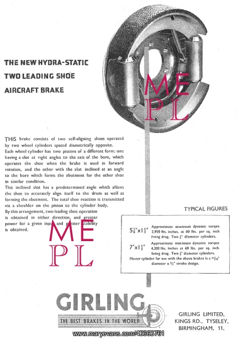 : Girling Aircraft Brakes - Hydra-Static : Girling Aircraft Brakes - Hydra-Static