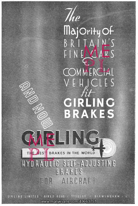 : Girling Hydraulic Brakes For Aircraft : Girling Hydraulic Brakes For Aircraft