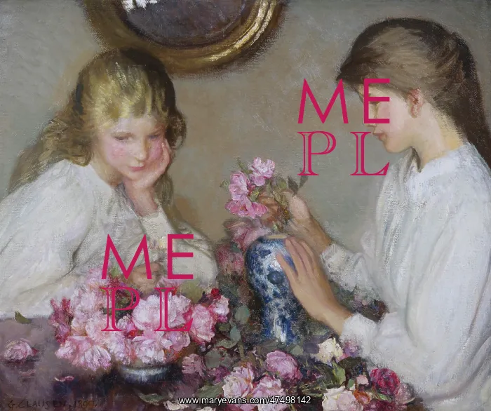 : Two Girls Arranging Roses : Two Girls Arranging Roses