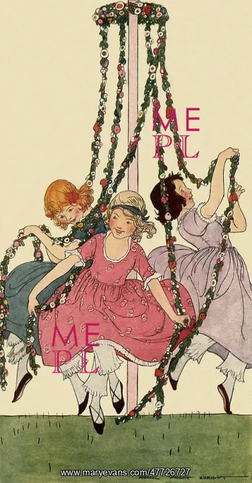 : Girls dance under Maypole : Girls dance under Maypole