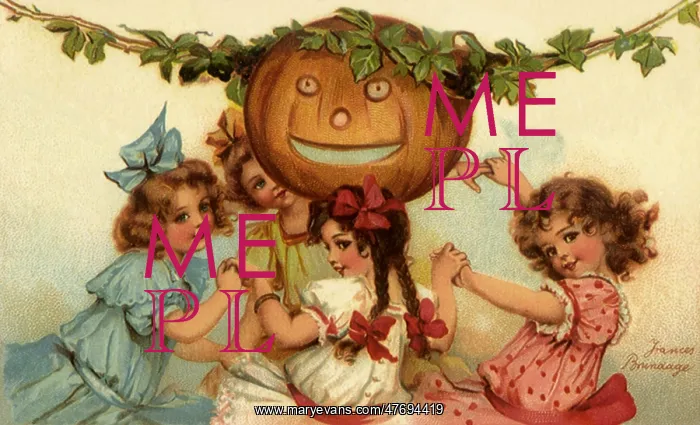 : Girls dancing around a Jack-o-Lantern : Girls dancing around a Jack-o-Lantern