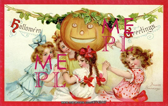 : Girls dancing around a Jack O Lantern : Girls dancing around a Jack O Lantern