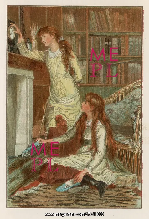 : GIRLS AT FIRESIDE 1883 : GIRLS AT FIRESIDE 1883