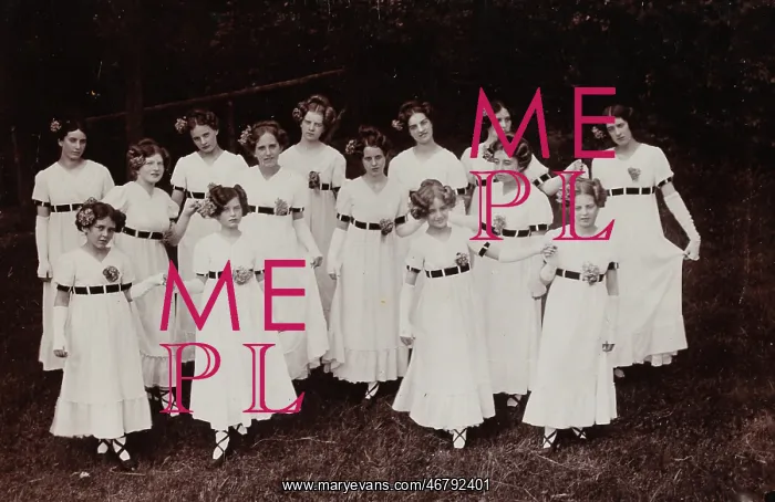 : Girls in identical white dance dresses : Girls in identical white dance dresses