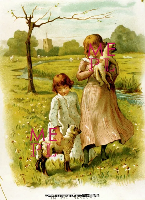  : Two girls with lambs