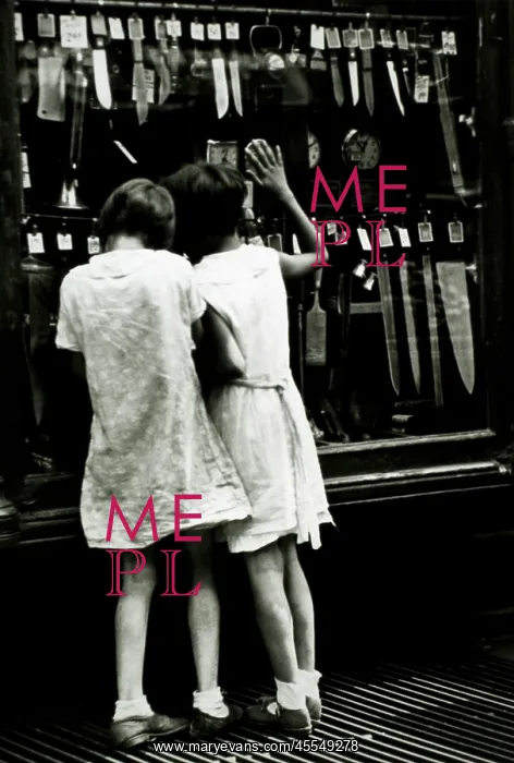: Two Girls Looking in Store Window : Two Girls Looking in Store Window