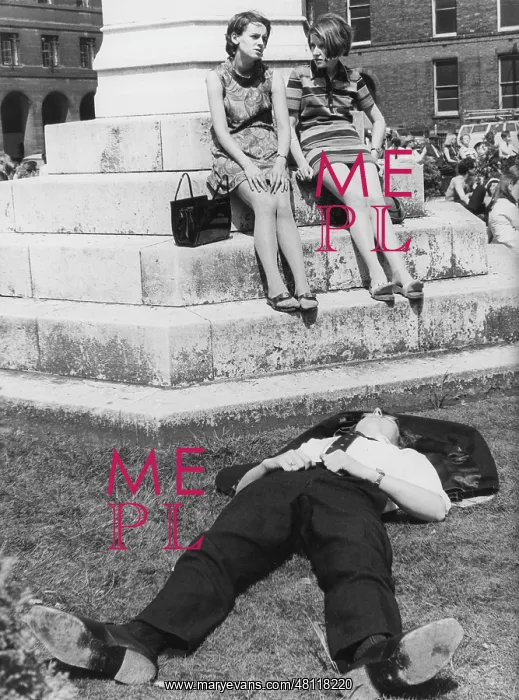 : Two girls in miniskirts, and a sleeping man : Two girls in miniskirts, and a sleeping man