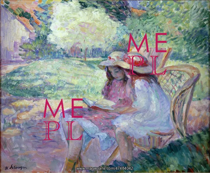 : Two girls reading in the park : Two girls reading in the park