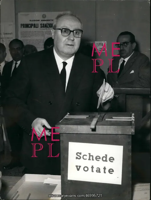 : Giuseppe Saragat of PSDI voting in elections, Rome : Giuseppe Saragat of PSDI voting in elections, Rome