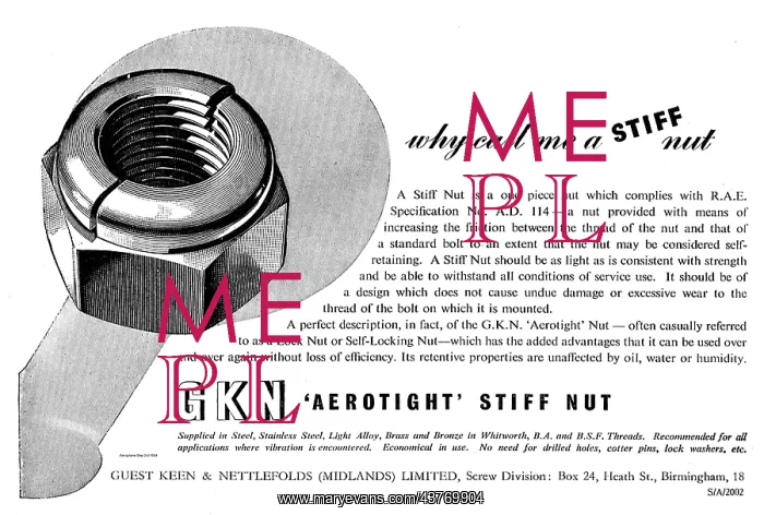 : GKN Spec A.D. 114 Aerotight Stiff Nuts : GKN Spec A.D. 114 Aerotight Stiff Nuts