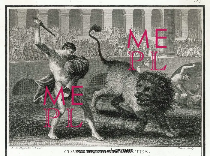 : Gladiators fighting lions, Ancient Rome : Gladiators fighting lions, Ancient Rome