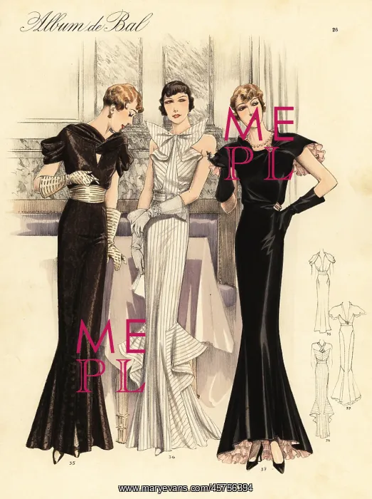 : Glamorous evening dresses, 1935 : Glamorous evening dresses, 1935