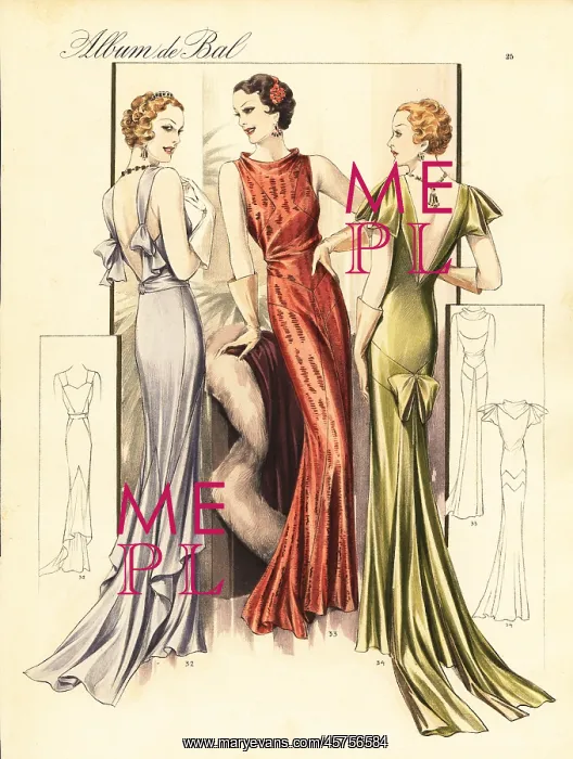 : Glamorous evening dresses, 1935 : Glamorous evening dresses, 1935