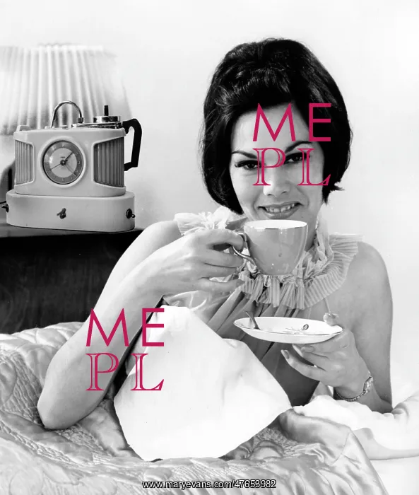 : A glamorous female model with her trusty Goblin Teasmade : A glamorous female model with her trusty Goblin Teasmade