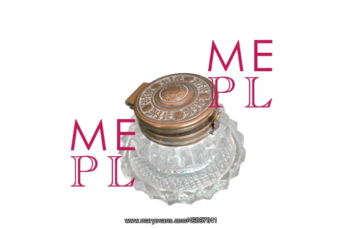 : Glass ink well with brass lid : Glass ink well with brass lid