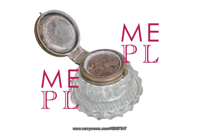 : Glass inkwell with brass lid : Glass inkwell with brass lid