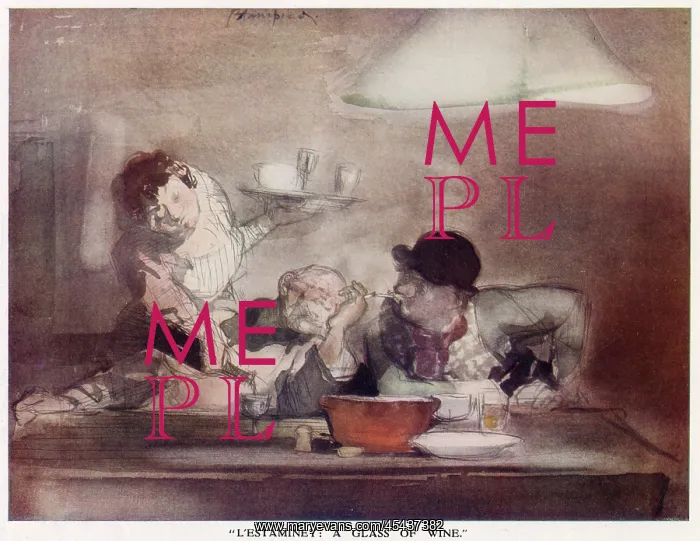 : A Glass of Wine by Edmund Blampied : A Glass of Wine by Edmund Blampied