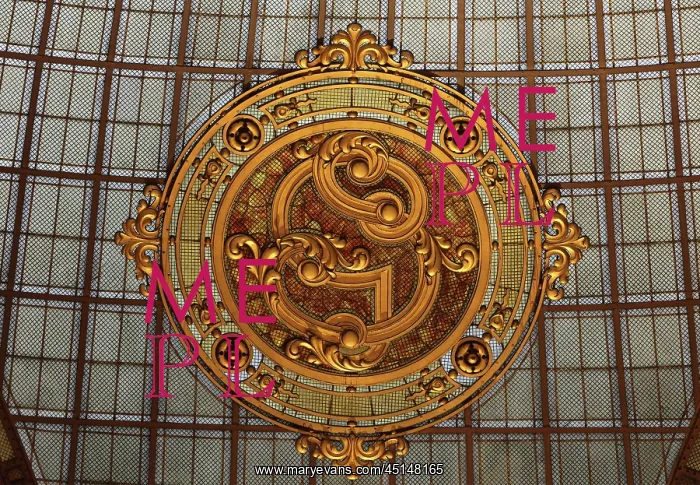 : Glazed medallion, Hall, Societe Generale, Paris, France : Glazed medallion, Hall, Societe Generale, Paris, France