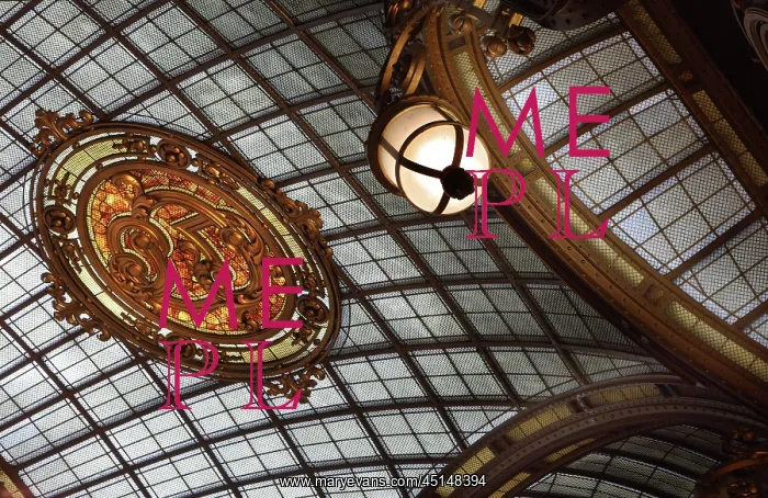 : Glazed medallion, Hall, Societe Generale, Paris, France : Glazed medallion, Hall, Societe Generale, Paris, France