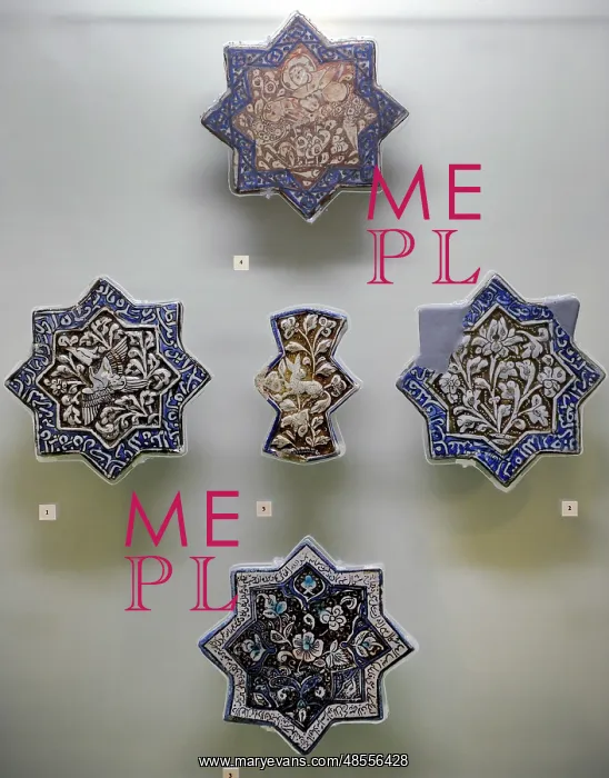 : Glazed octagonal tiles. 13th-14th centuries : Glazed octagonal tiles. 13th-14th centuries