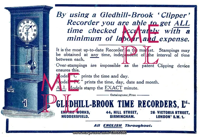 : The Gledhill-Brook Clipper Factory Time Recorder : The Gledhill-Brook Clipper Factory Time Recorder