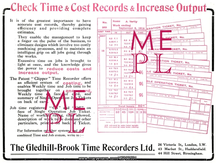 : Gledhill-Brook Factory Time Recorders : Gledhill-Brook Factory Time Recorders