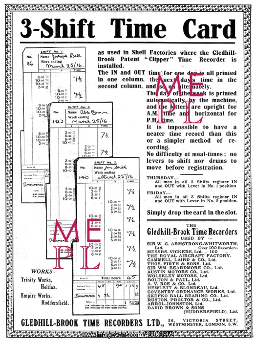 : Gledhill-Brook Factory Time Recorders : Gledhill-Brook Factory Time Recorders