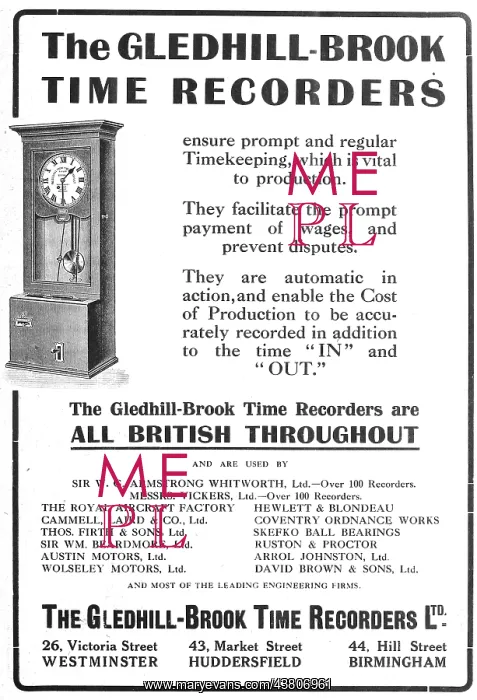 : Gledhill-Brook Factory Time Recorders : Gledhill-Brook Factory Time Recorders