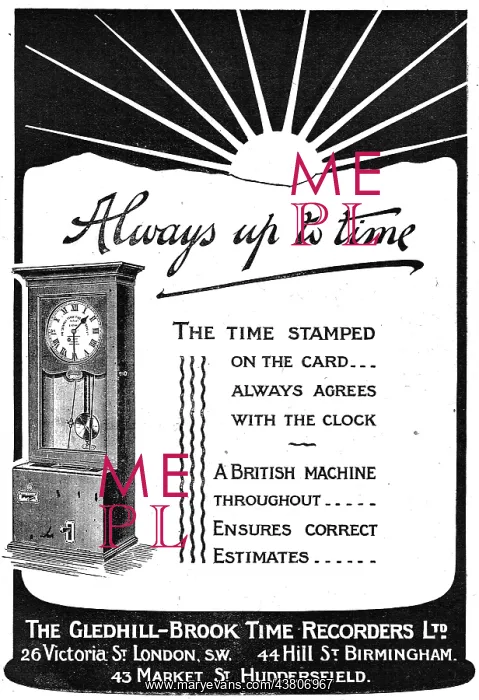 : The Gledhill-Brook Factory Workers Time Stamp Recorder : The Gledhill-Brook Factory Workers Time Stamp Recorder