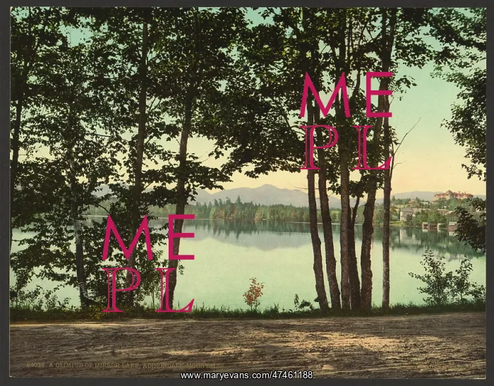 : A glimpse of Mirror Lake, Adirondack Mountains : A glimpse of Mirror Lake, Adirondack Mountains