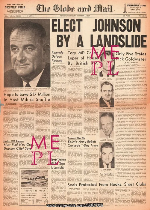 : Globe & Mail (Toronto) Lyndon B Johnson elected president : Globe & Mail (Toronto) Lyndon B Johnson elected president