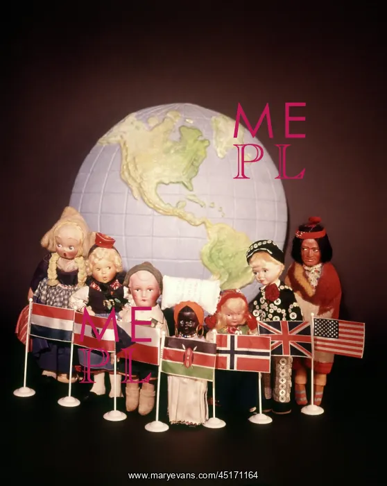 : Globe World Dolls Flags Diverse Races Multicultural Unity : Globe World Dolls Flags Diverse Races Multicultural Unity